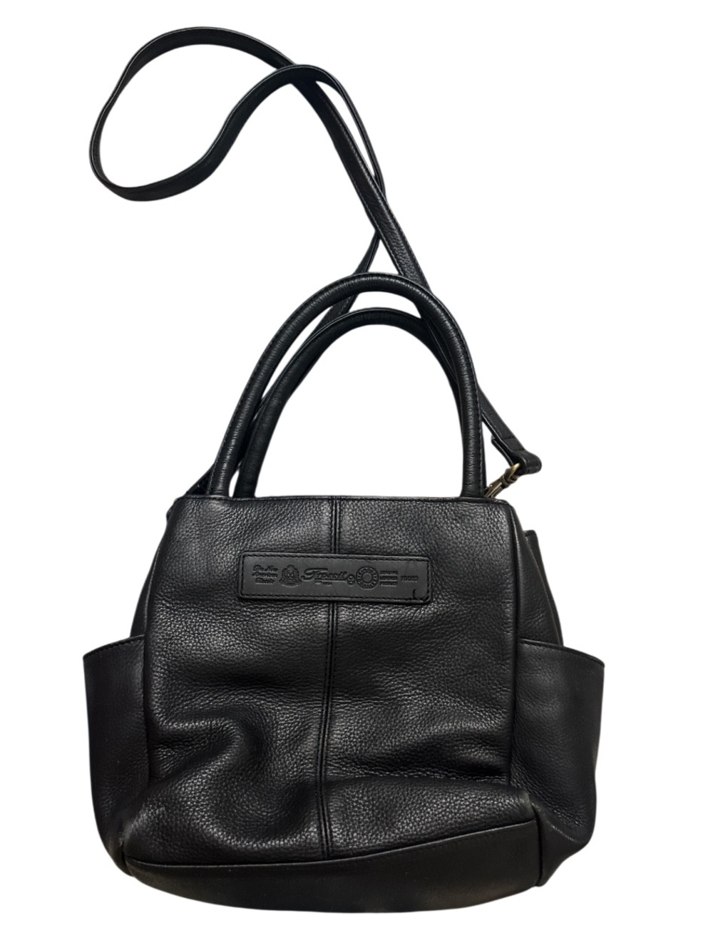 Fossil Vintage 1954 Black Leather Satchel/Crossbody Bag - Picture 2 of 9